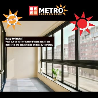 Metro Screenworks Custom Tempered Glass Panel for Porch & Patio Panels | Outdoor Enclosures & Replacement - Enclose Your Porch with Tempered Glass Panels