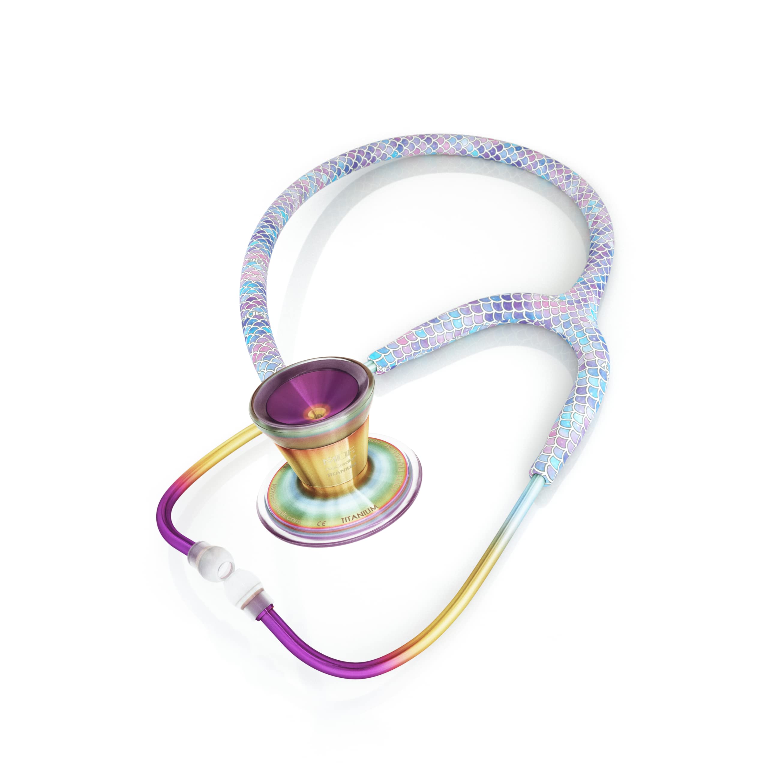 MDF Instruments Baby Mermaid Caleidoscopio ProCardial, stetoscopio per cardiologia, titanio, adulto, doppia testa, tubo a sirena, caleidoscopio