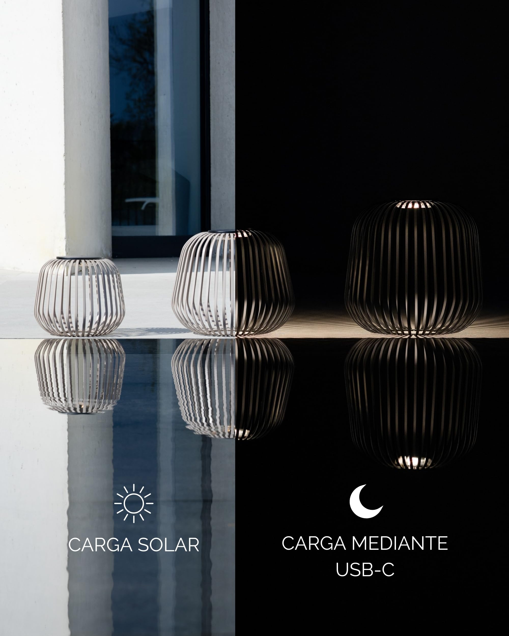 LUUK Studio Linterna Solar LED Exterior, Farolillo Portátil Inalámbrica, Lámpara de mesa USB-C, IP65 Resistente al Agua, Luz Cálida Regulable para Exteriores, Balcón, Jardín, Terraza, Patio, Marrón