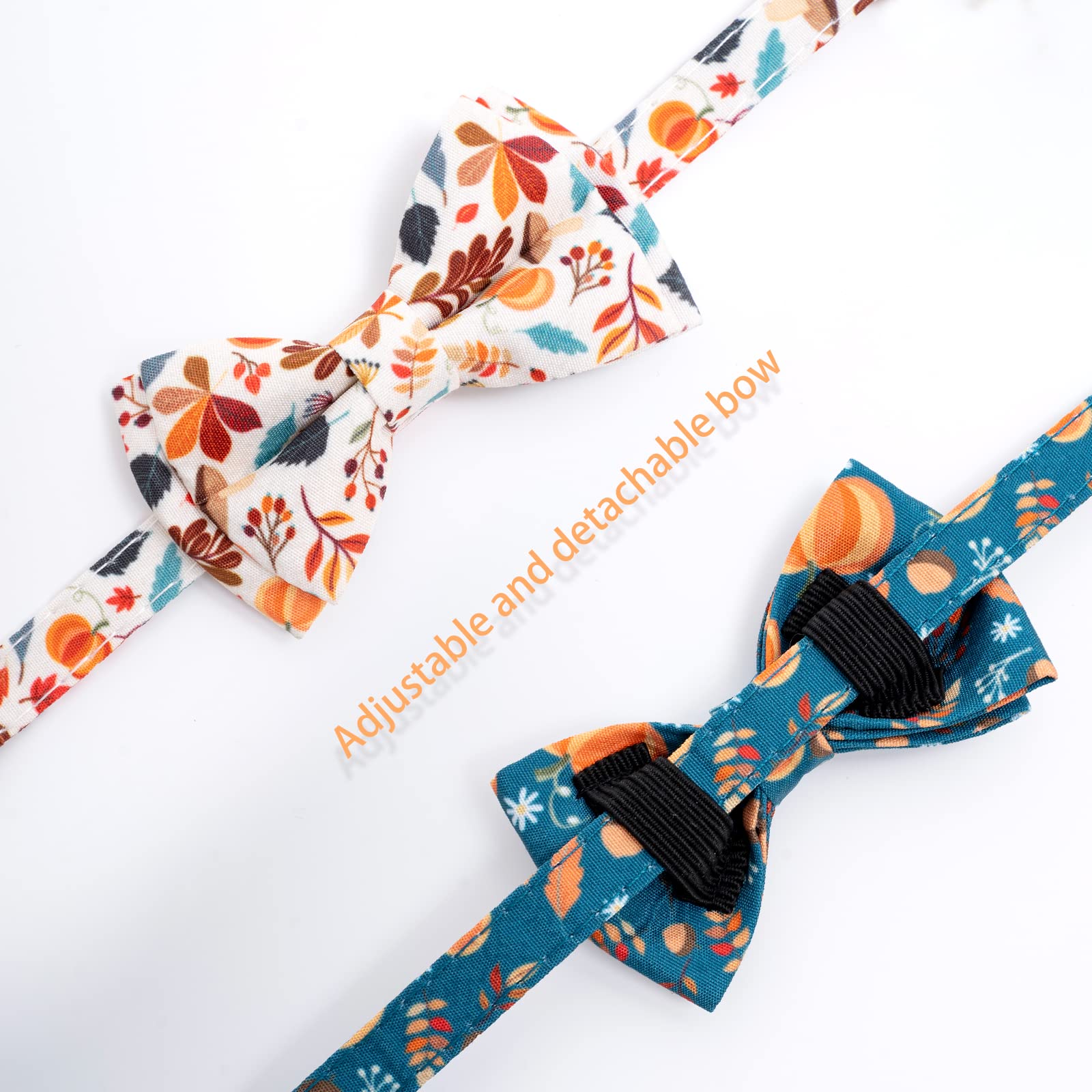 Lot de 2 colliers pour chat avec nœud papillon Orange Vert