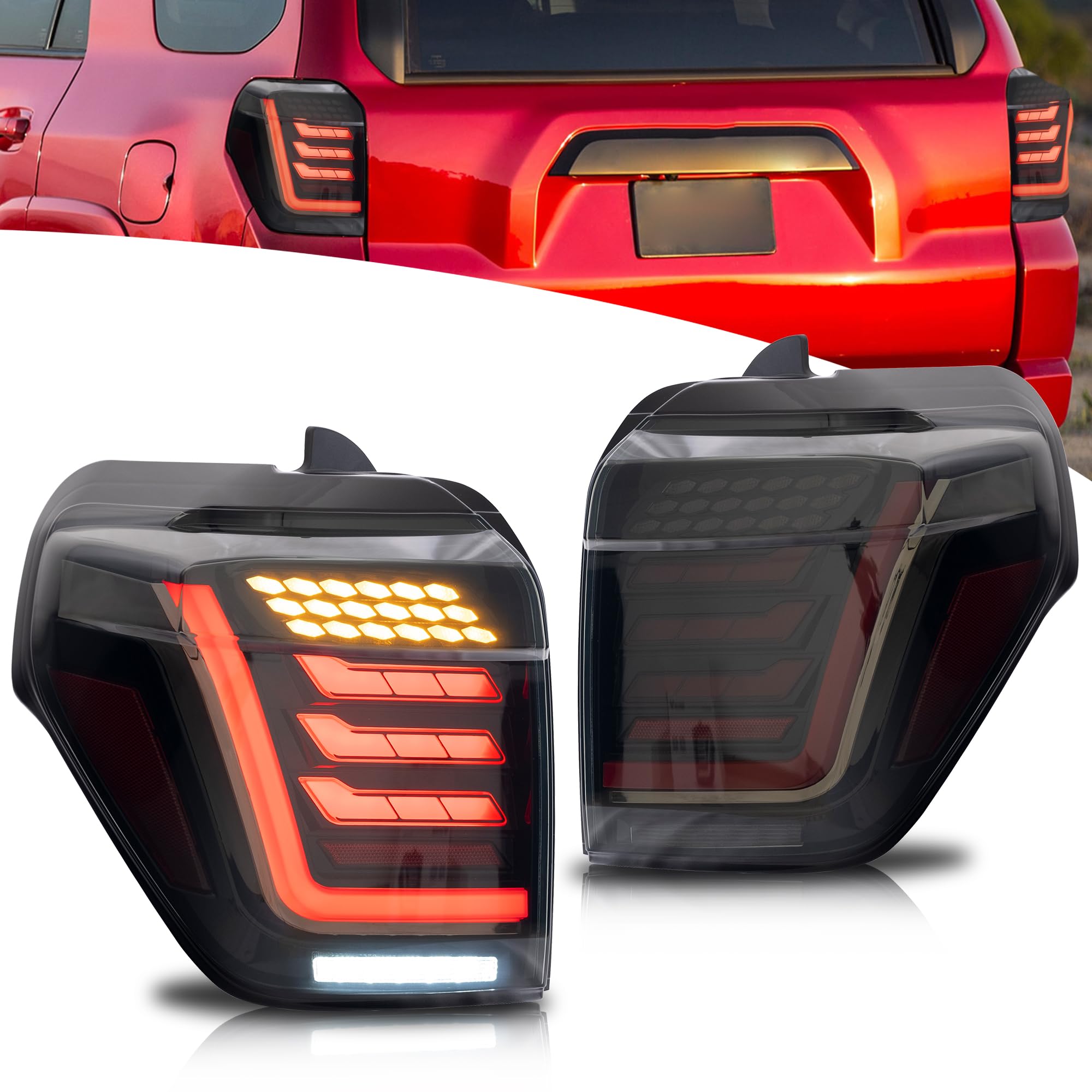 VLAND tylne światła LED do 4Runner 2014-2023 z dynamiczną animacją, 1 para - dym