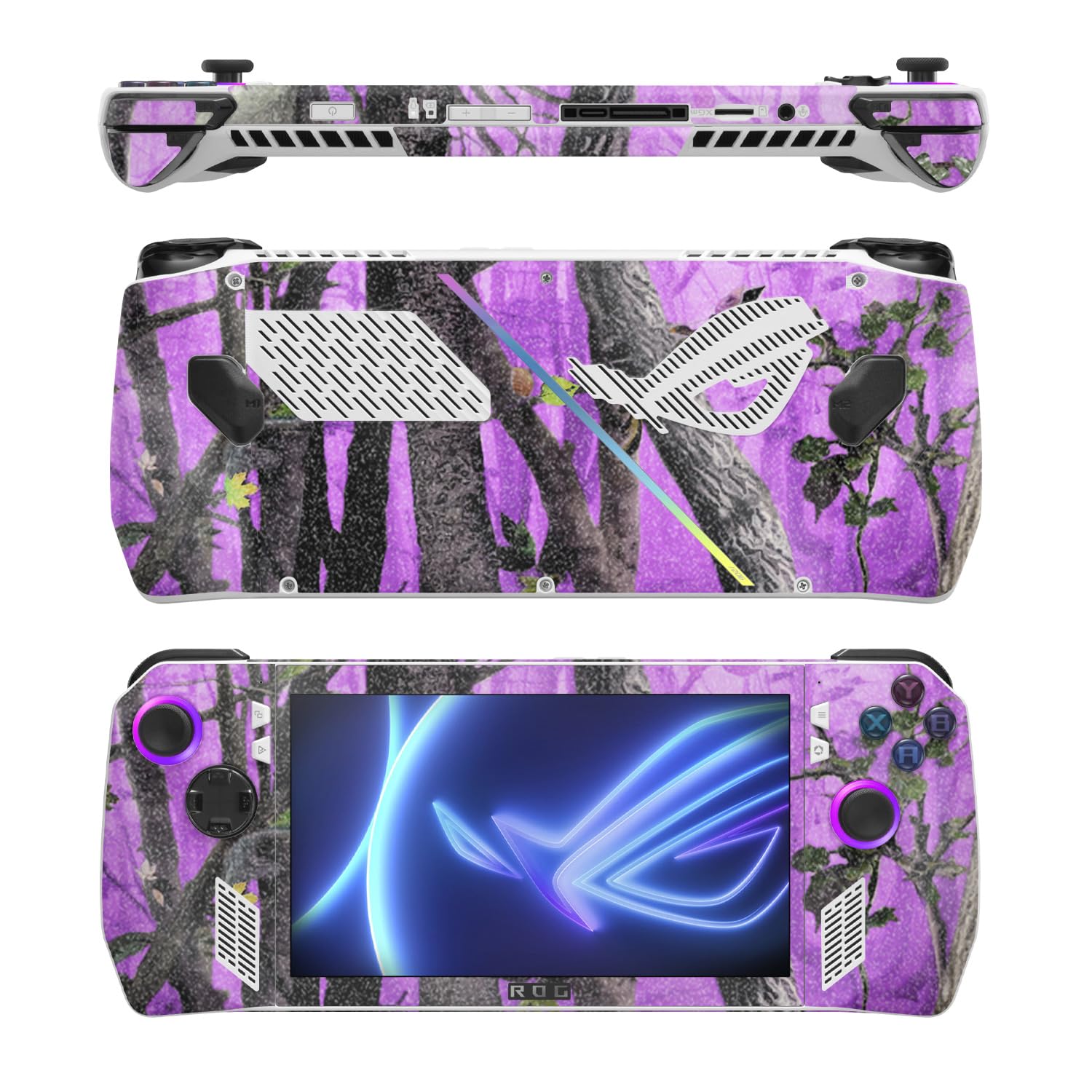 MightySkins Glossy Glitter Skin Compatible with Asus ROG Ally - Purple Tree Camo | Protective, Durable High-Gloss Glitter Finish | Easy to Apply