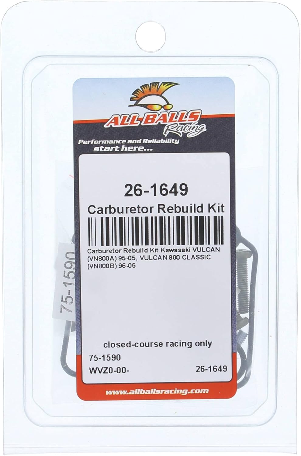 All Balls Racing 26-1649 Carburetor Rebuild Kit Compatible with/Replacement For Kawasaki VN 800 A Vulcan 1995-2005, VN 800 B Classic 1996-2005