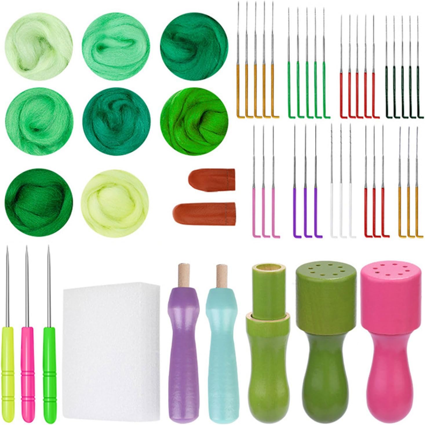 Shurhome Needle Felting Kits 8 Colors Wool Roving Set Starter with Tool Supplies Set Starter Supplies for Craft
