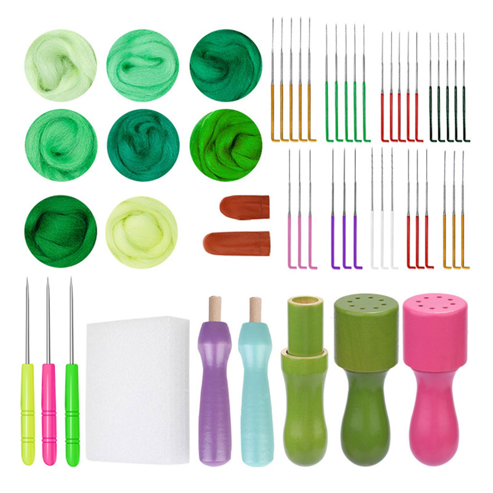Woedpez Felt Needle Set Felting Wool Starter Kits with Tool Wool Roving 8 Colors Starter Kits