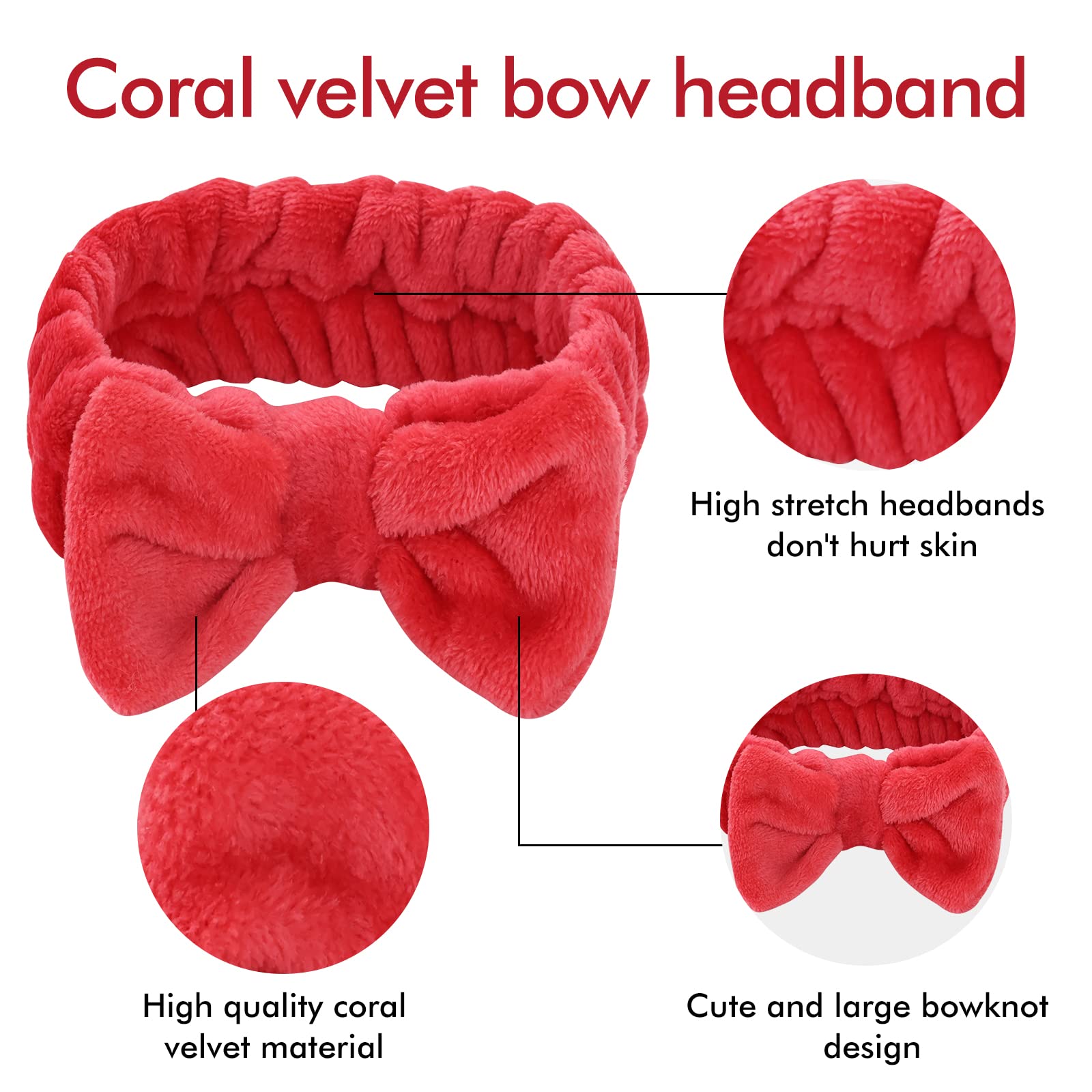 15 Pack Coral Fleece Fluffy Wide Headbands for Yoga Spa Makeup Hair Holder 74-Piece Coral Fleece Spa Headband Set for Women - Soft  main image 3