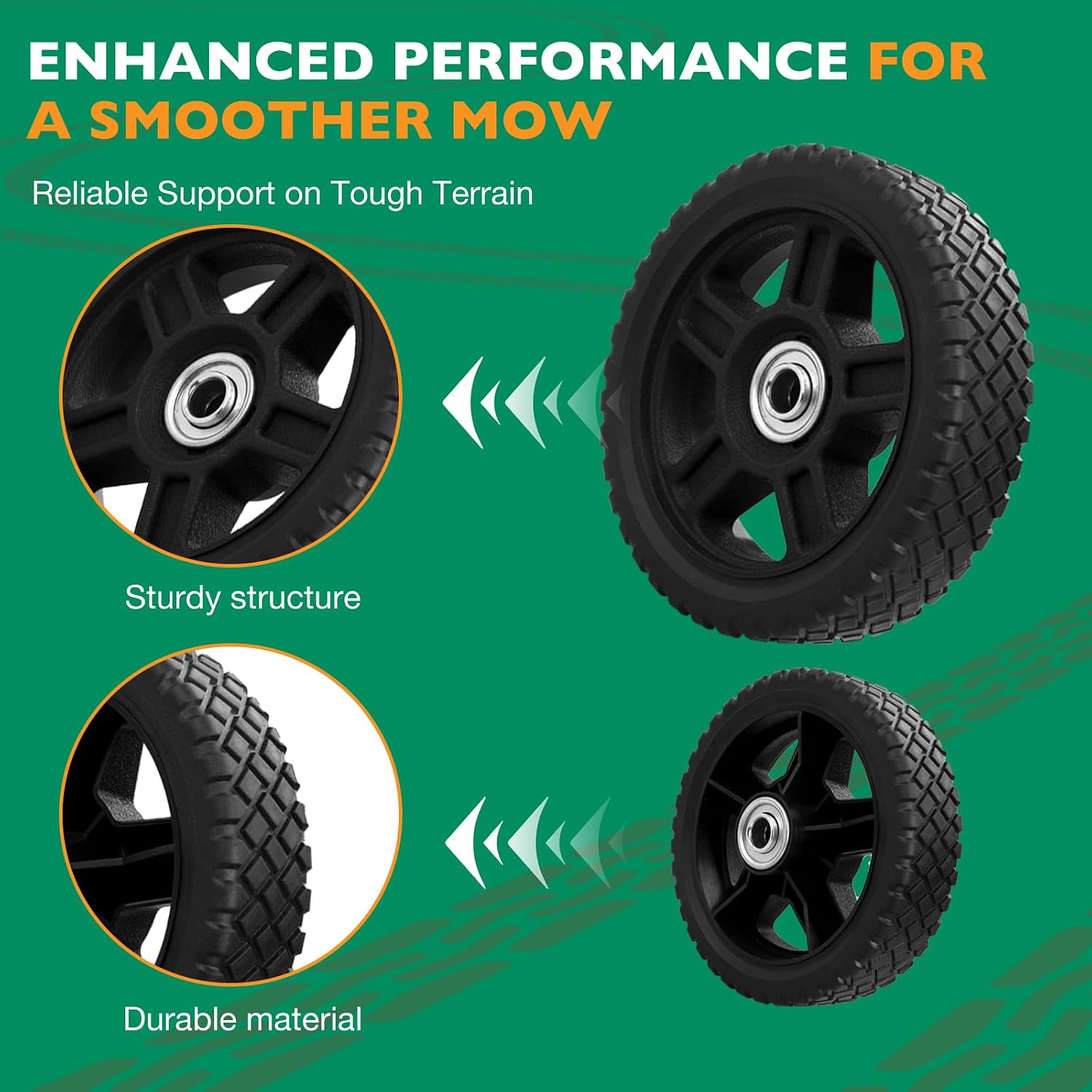 HQPASFY 7 Inch Lawn Mower Wheels 2 Pack 7" Push Lawn Mower Wheels with Bolts & Nuts kits Fit Most Standard Push Lawn Mowers Garden Trucks Garden Carts Generator Hand Trucks Lawn Tractors (7"×1.5")