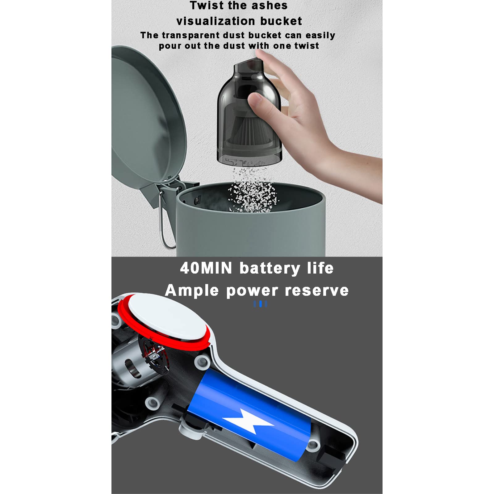 Aspirabriciole-Senza-Fili 9000Pa Aspirapolvere-Auto, Aspirapolvere Portatile e a Carica Rapida per Fessure, Pulitore Tastiera Animali Domestici e Spazi Ristretti