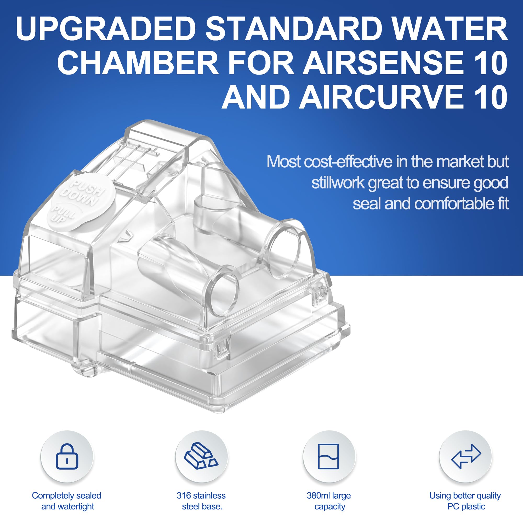 Chambre à eau de rechange pour AirSense 10, Réservoir d'eau pour aircurve 10 avec orifices de remplissage, Accessoires CPAP de haute qualité de BlessEase