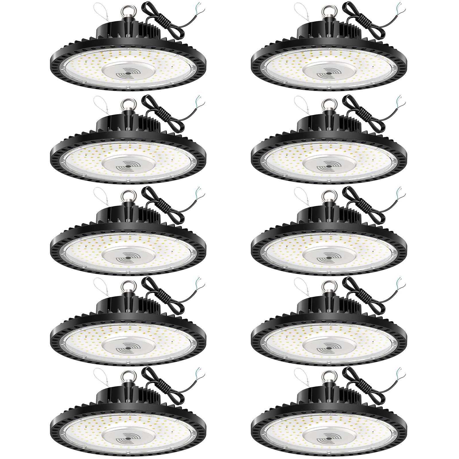 10 Pcs UFO LED High Bay Light with Motion Sensor and Remote Control 150W 22500lm Smart Led Shop