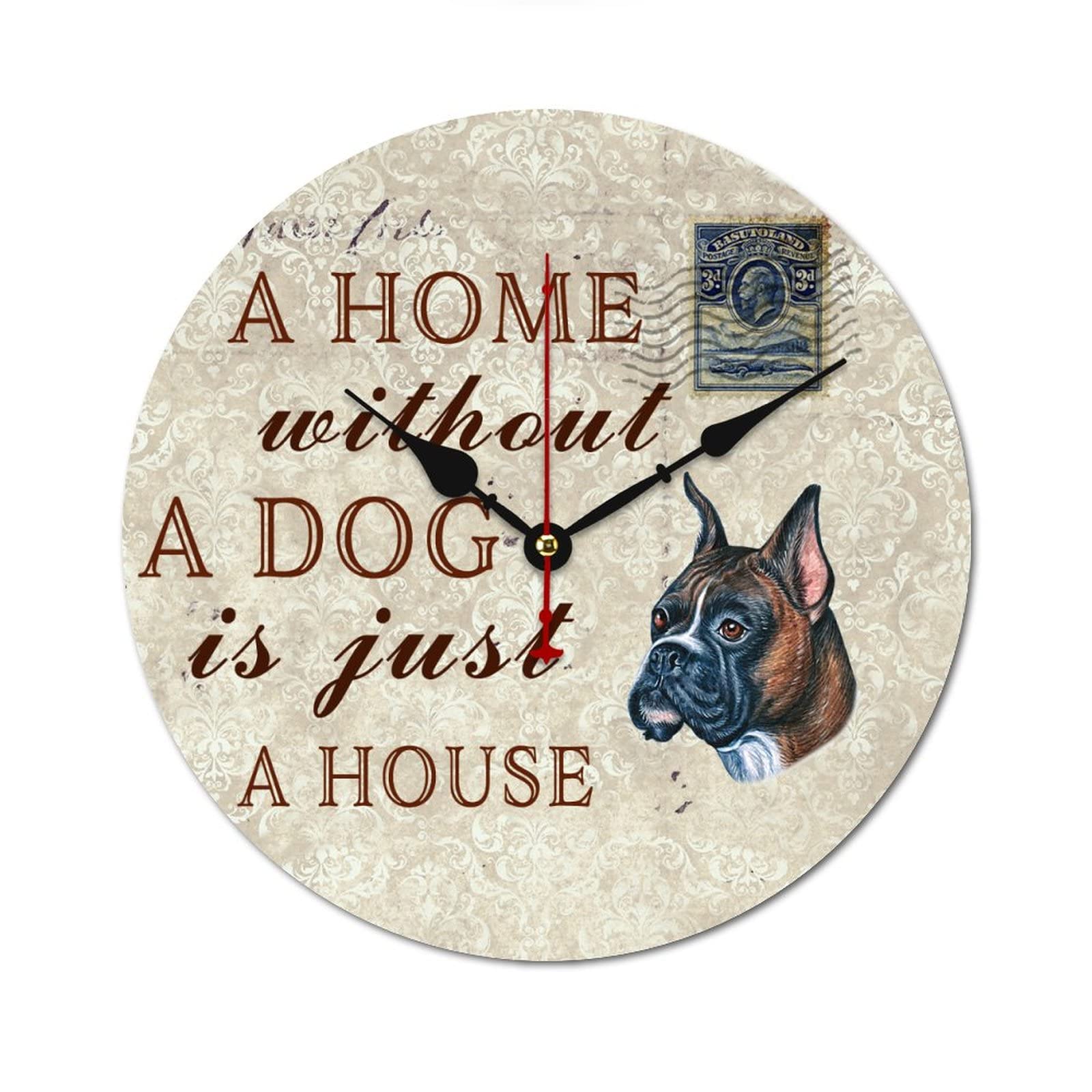 Horloge murale chien déco maison en bois design moderne pour cuisine