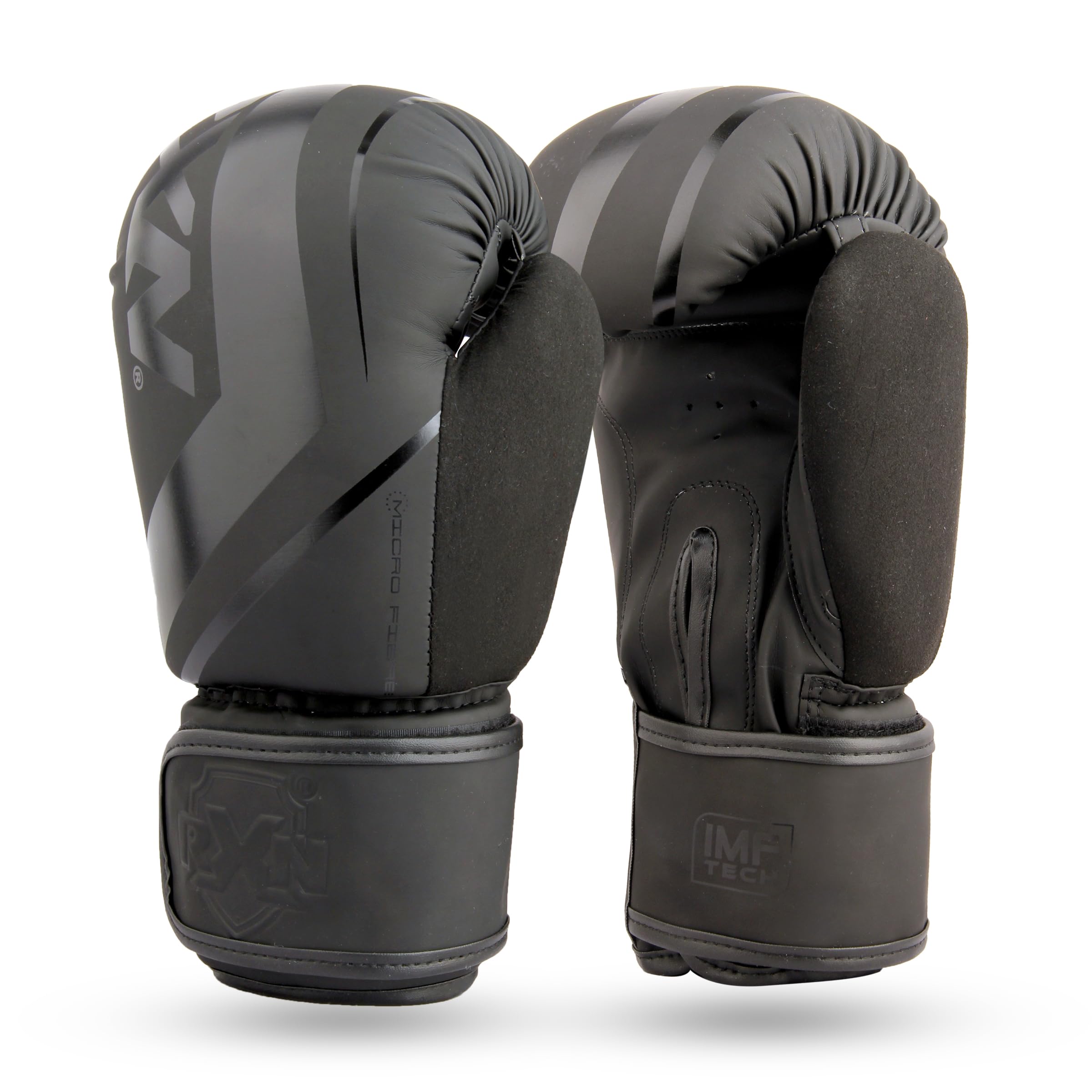 RXN R1 Boxing Gloves with Microfiber Thumb, Premium, High-Performance & Durable for Men, Women & Kids, Training, Kickboxing, Taekwondo, MMA, Muay Thai & Martial Arts (Black, 12oz)-image-15