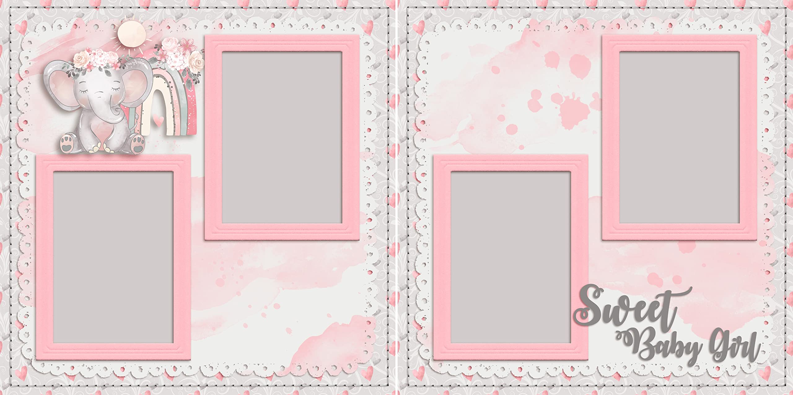 Sweet Baby Girl - Gotowe strony do scrapbookingu - układ EZ 6044