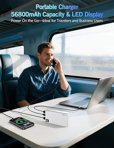 Miniatura 6 de Cargador portátil, cargador portátil, 56800mAh PD 22.5 W, batería de carga rápida, banco de energía portátil de gran capacidad para camping, viajes,