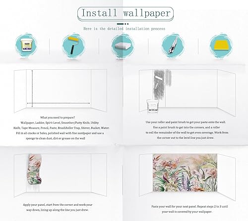 Miniatura 3 de Papel tapiz floral 3D rosa blanca mariposa para dormitorio y sala de estar (no se pega ni se pega)