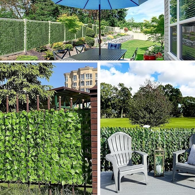 Valla de hiedra artificial, rollo de setos de hojas verdes de 3 m x 1,5 m para protección de jardín y uso al aire libre (hojas de camote)