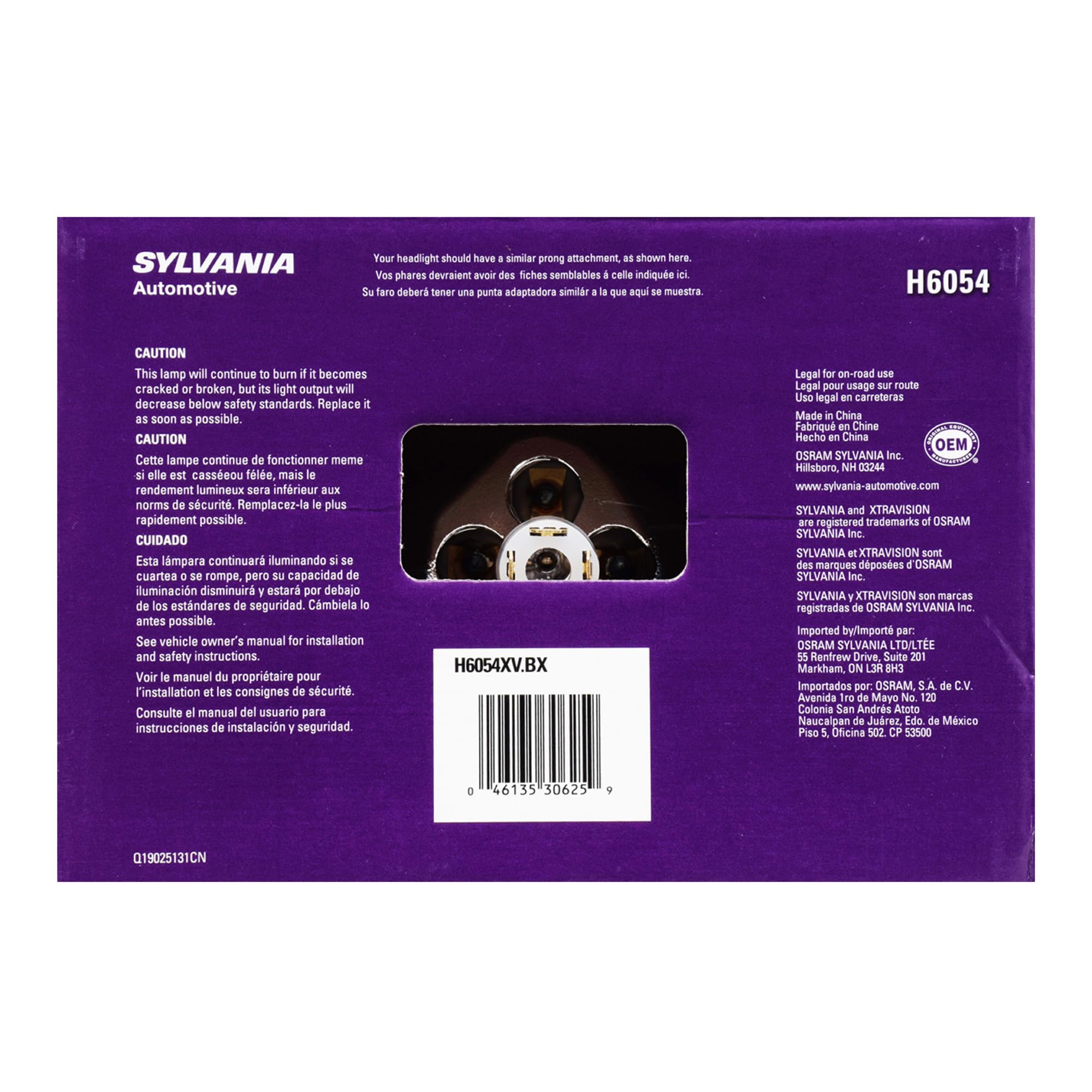 SYLVANIA H6054XV.BX H6054 XtraVision Phare halogène 142 x 200
