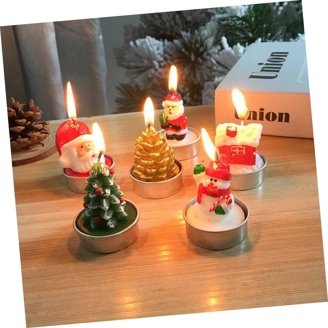 9pcs Festive Xmas Candle Decor Creative Christmas Vibe
