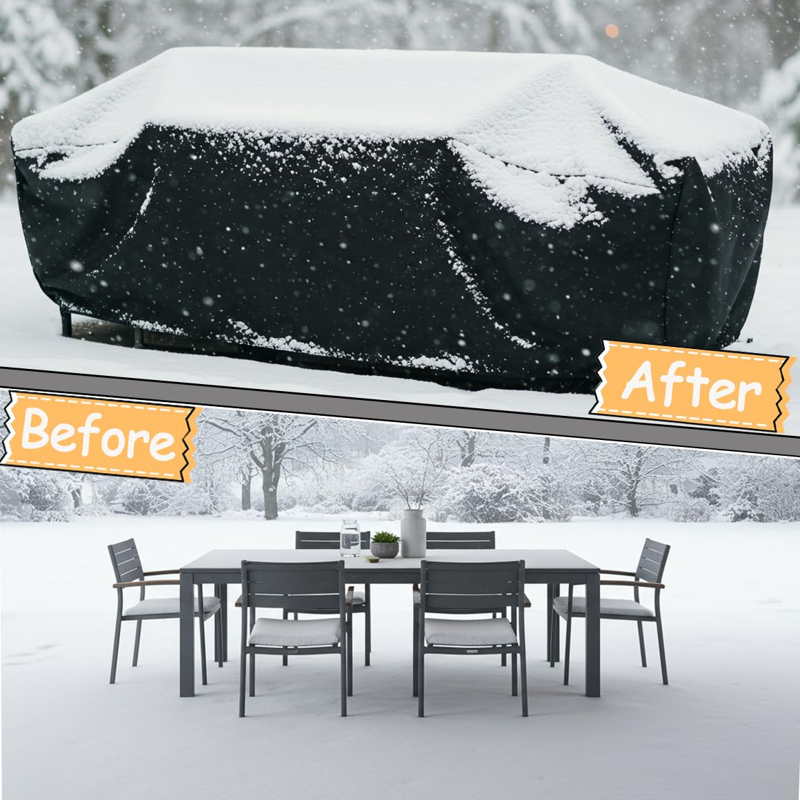 Housse Table Exterieure Bache pour Salon de Jardin, 350x250x80cm/Longueur x Largeur x Hauteur Housse de Protection Table Exterieur Rectangulaire, Anti-déchirure et Anti-UV Antipoussière, Impermeable