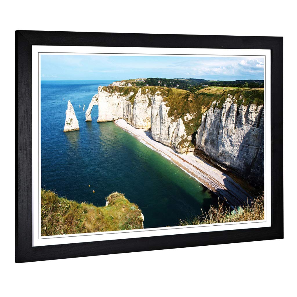 Big Box Art Framed Print of Etretat Normandy France Seascape (2) Design | Wall Art Picture | Home Decor for Kitchen, Living Room, Bedroom, Hallway, Black, A2 / 24.5x18 Inch / 62x45cm