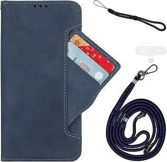 Wallet Phone Case Compatible for Oppo K12X 5G PJT1106.67 Inch, Magnetic Leather Flip Case for Oppo K12X 5G PJT110, with Card Holder, 1 Cell Phone Lanyard, 1 Wrist Strap Blue