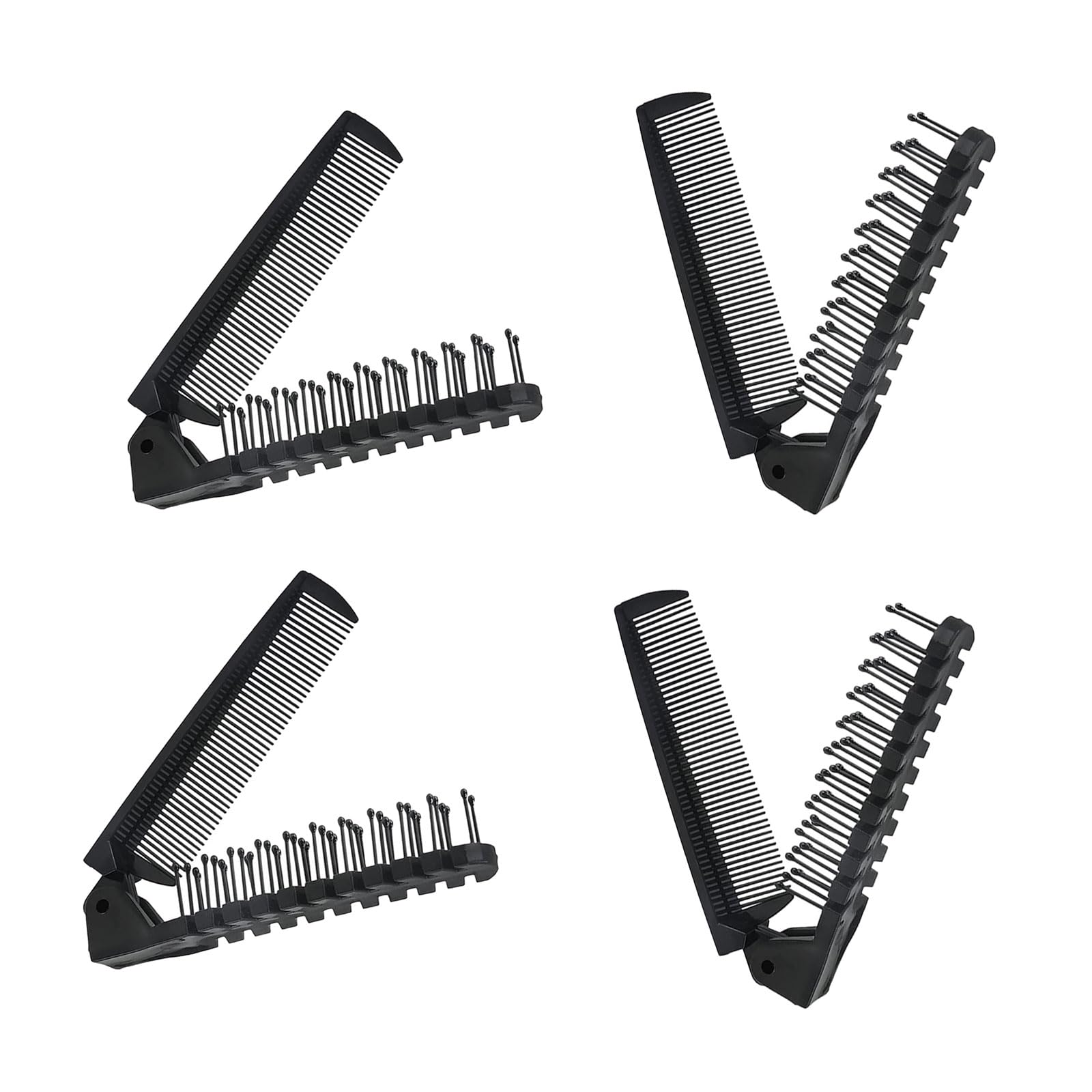 4 Pieces Small Foldable Hair Brush, Travel Hair Brush, Massage Head Brush and Comb with Fine Teeth