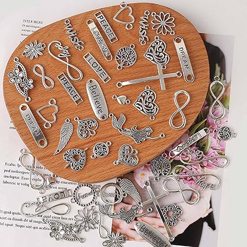 Miniatura 4 de HERZWILD Conector de joyería de metal mezclado, conjunto de colgantes, colgante de joyería DIY, colgante de signo infinito, conector de joyería de