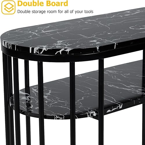 Miniatura 5 de Towallmark Manicure Table Nail Station Marbling Texture Salon Nail Desk Workstation Stylist Equipment for Nail Tech Spa Makeup Beauty Salon Home,