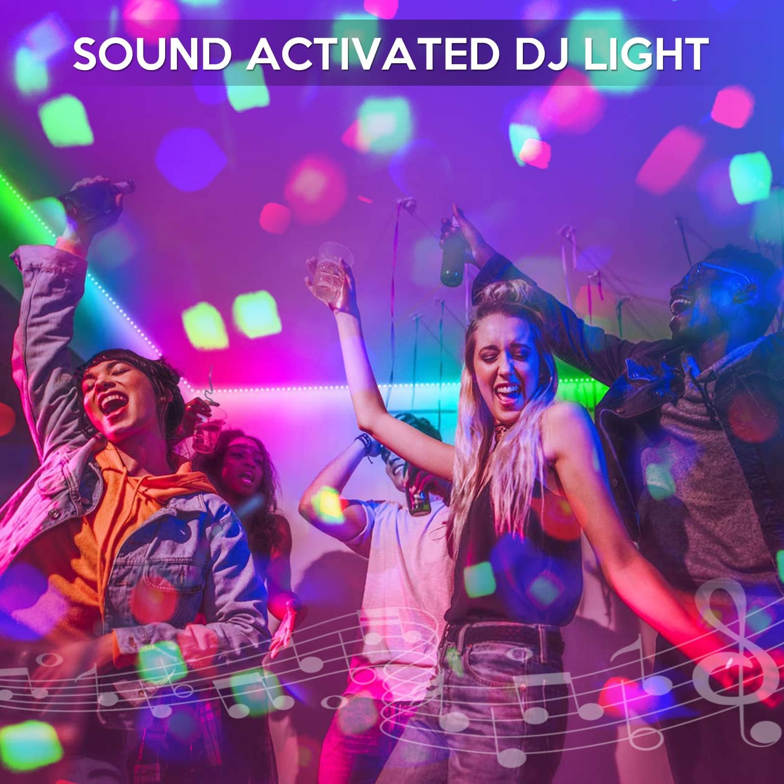 Luces de fiesta de DJ con soporte, luz de barra de fiesta, luces de discoteca giratorias y luz par Corlorful, sistema de iluminación de escenario activado por sonido para bar, concierto