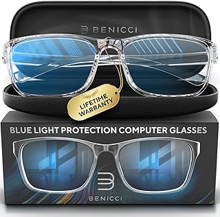 Stylish Blue Light Blocking Glasses for Women & Men – Helps Reduce Glare & Digital Eye Strain from Computers, Phones w/Case