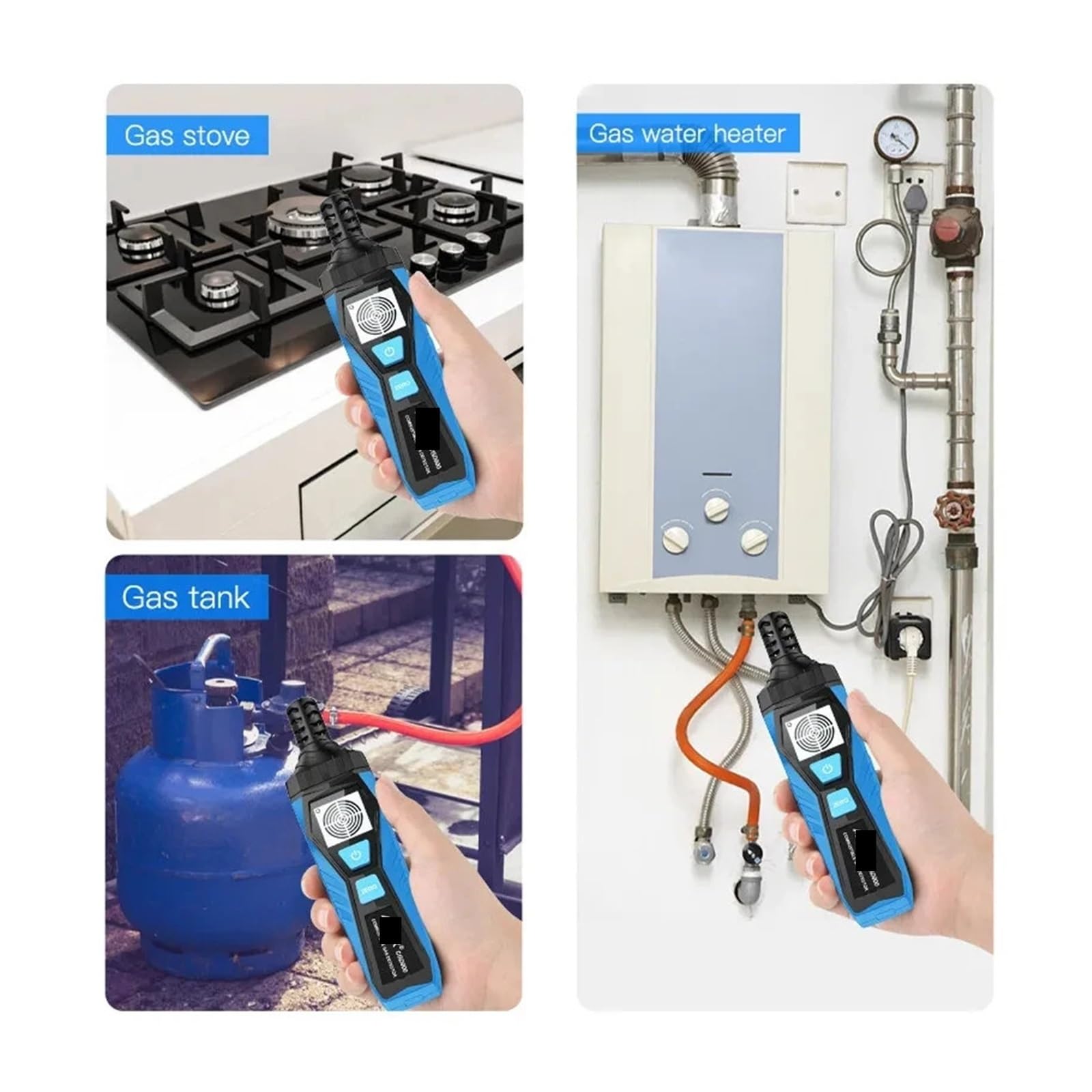Rilevatore di gas, Rilevatore di perdite gas con LCD CGD900, allarme sonoro e schermo, 0-1000 ppm, rilevatore combustibili, infiammabili, naturali, metano, mini per lavoro, casa
