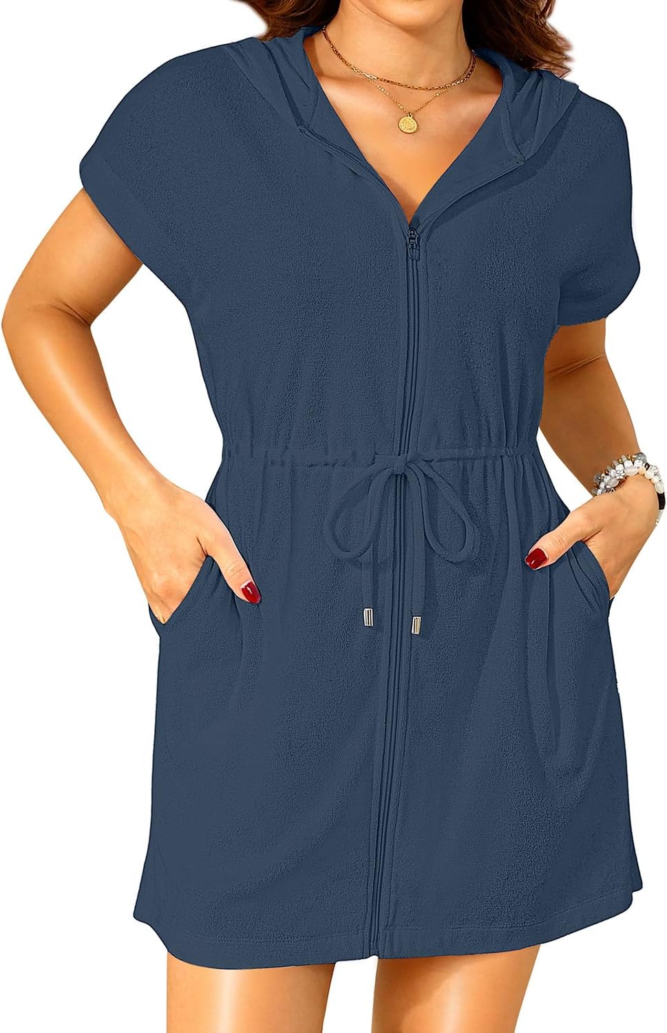 DianShaoA Homme Femme Peignoir En Tissu Éponge Fermeture Éclair