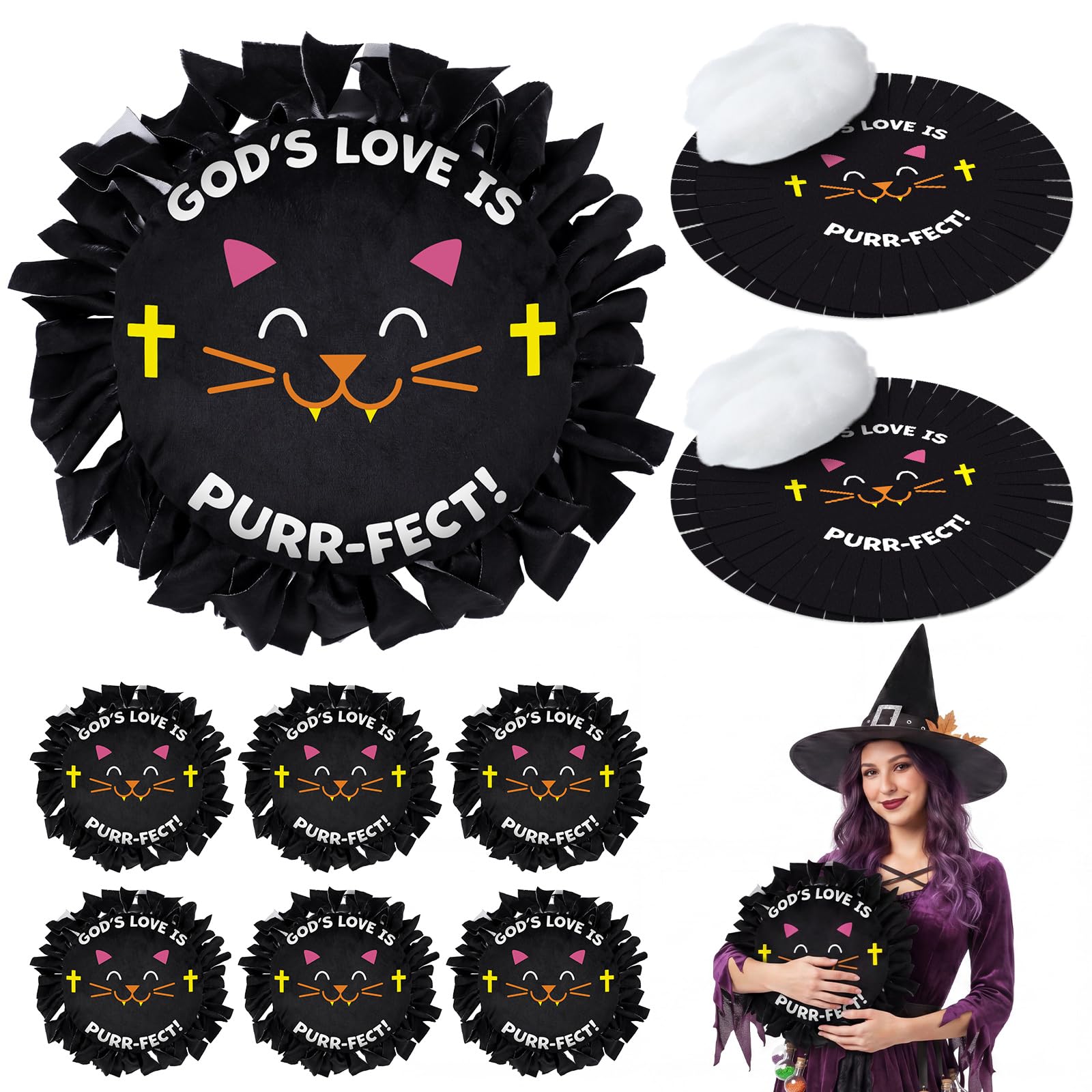Weysat 6 Sets Halloween Religious Tied Pillow Craft Kit No Sew Craft