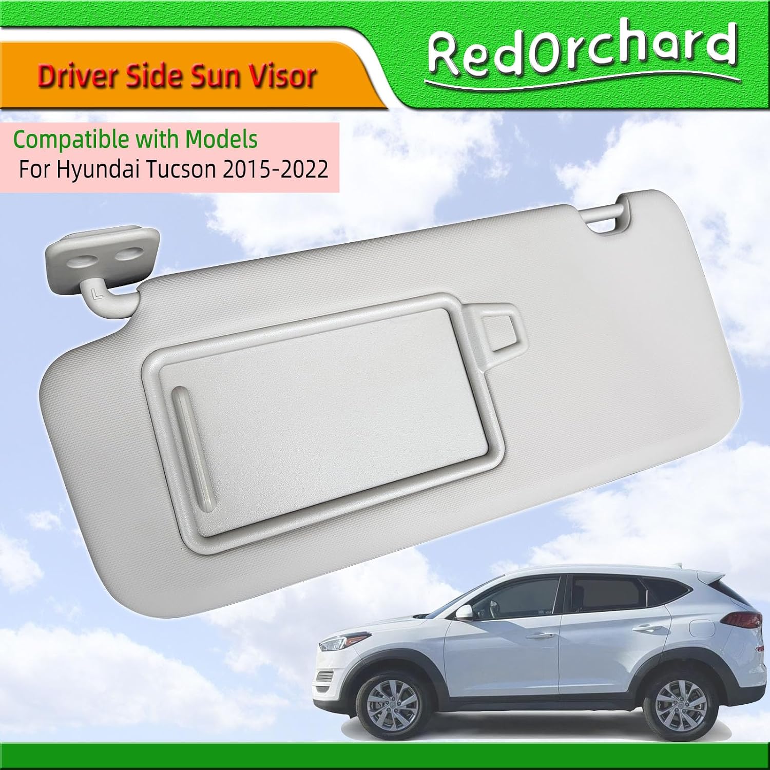 Driver Side Sun Visor Fit for Hyundai Tucson 2015 2016 2017 2018 2019 2020 2021 2022 Front Left Side Sun Protection Shade Sunshade Makeup Mirror Blocker Gray