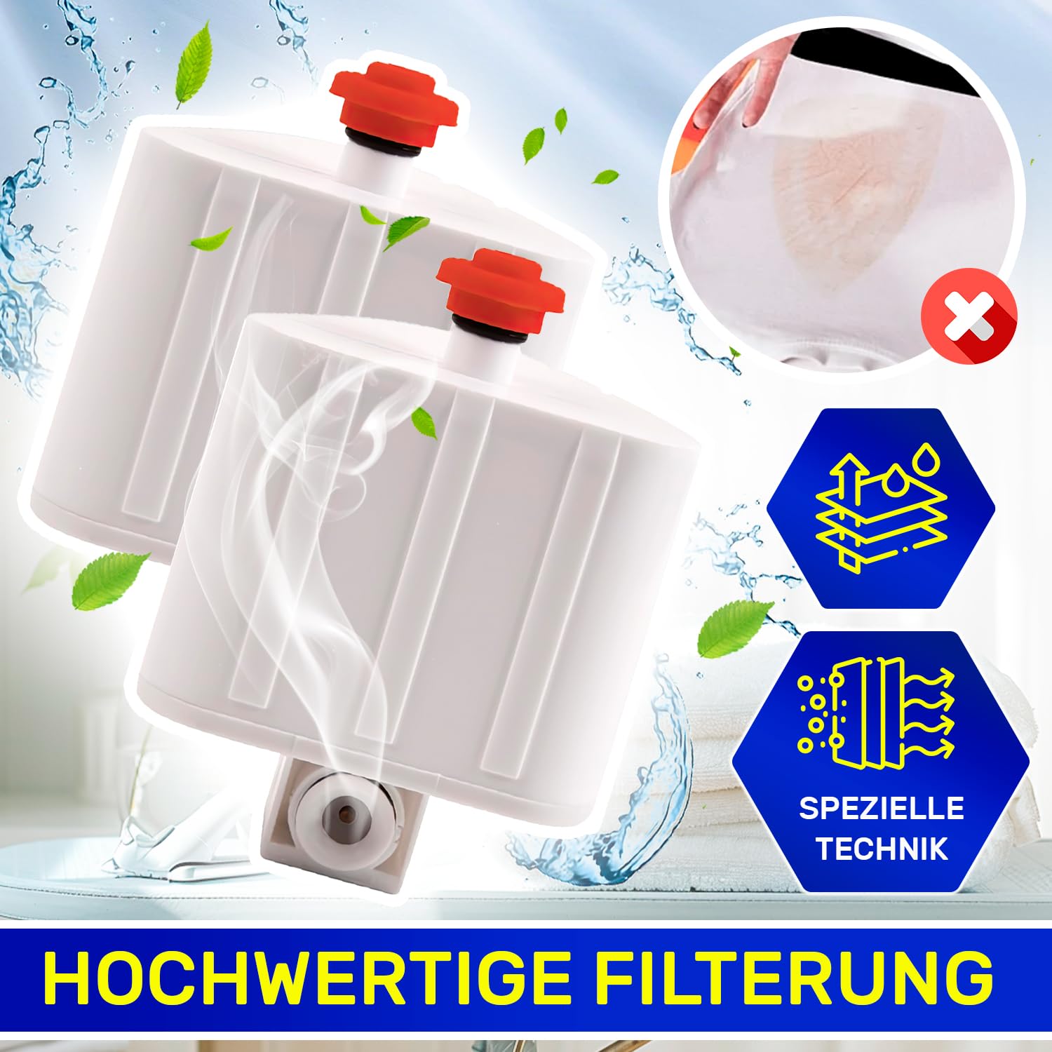2 Stück Antikalk Kartusche für Dampfbügeleisen Adaptiertes Modell mit dem Originalcode XD9070E0 für Tefal Dampfbügelstation für Rowenta für Calor Liberty Serie - MONTERAL