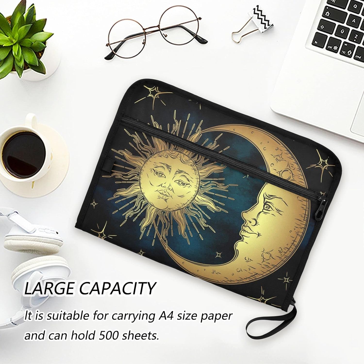 Star Matching File Folder Sun Moon Stars Expanding File Folder for Documents A4 Letter Size ...