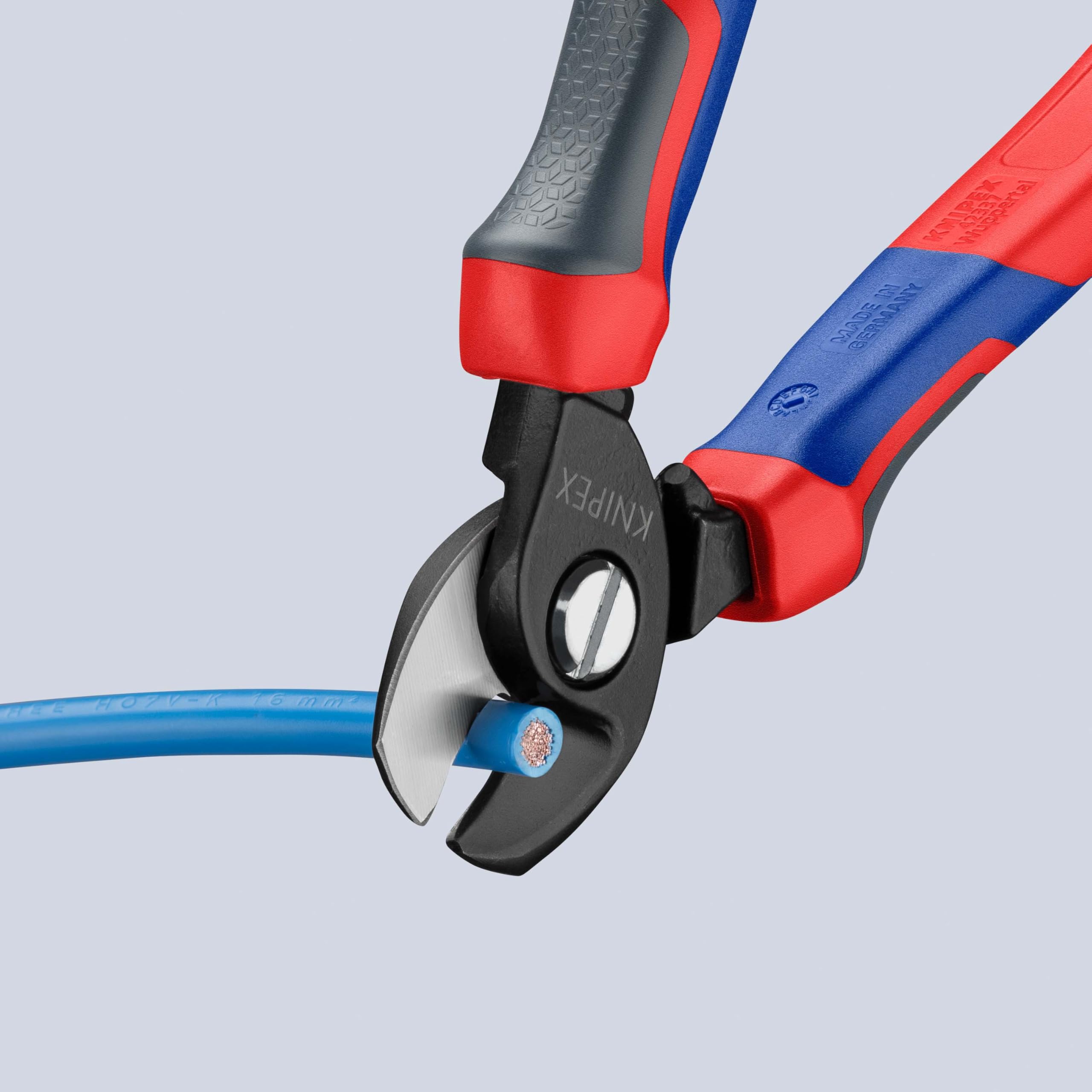 KNIPEX Coupe-câbles sur carte LS avec poignées comfortables 165 mm, 95 12 165 SB
