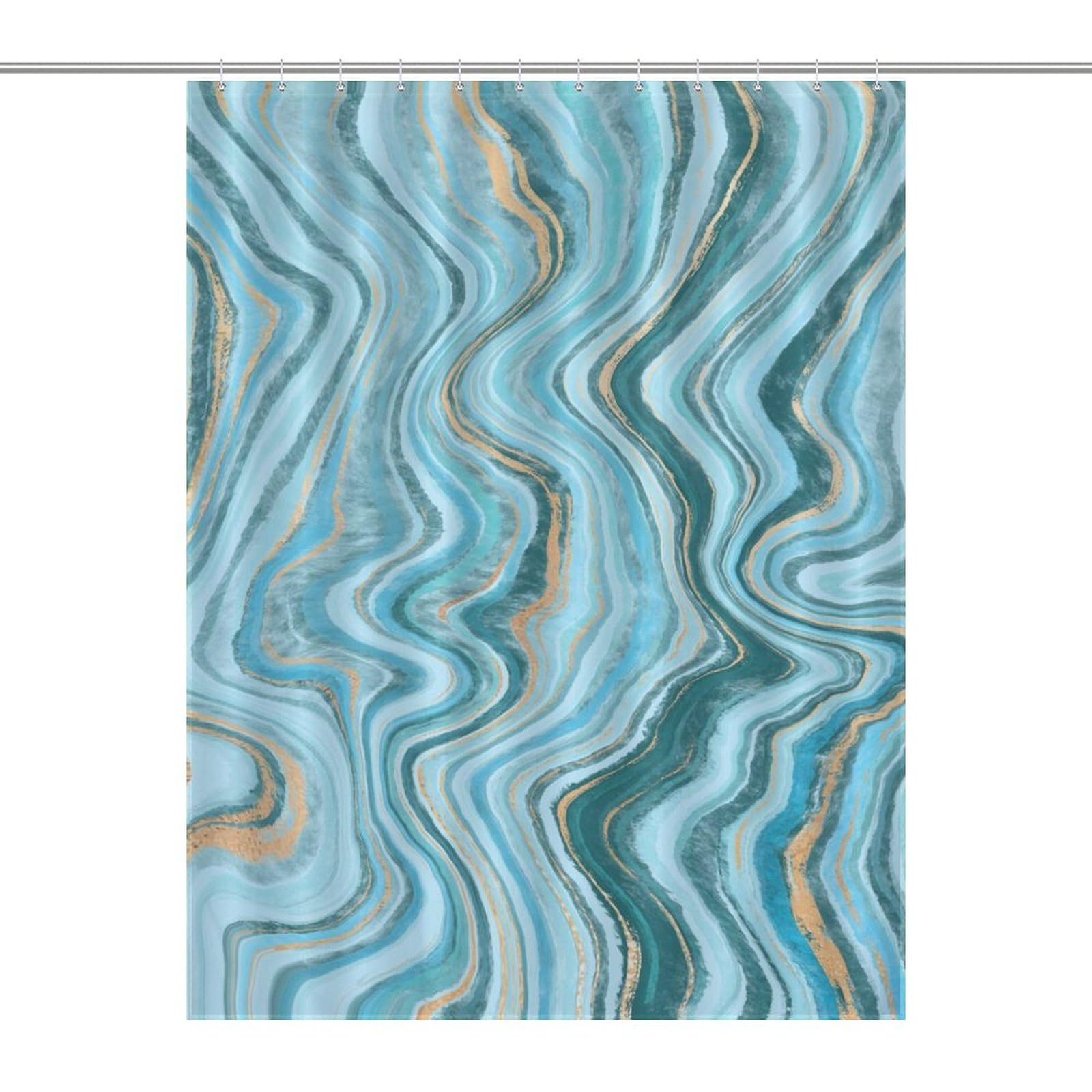 Rideau de douche bleu océan en tissu haut de gamme imperméable 140x183cm