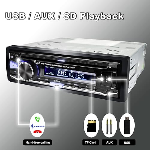 Miniatura 6 de Estéreo de coche de un solo DIN con reproductor de CD/DVD | Bluetooth | Radio FM/AM/RDS | Receptor de audio USB SD AUX
