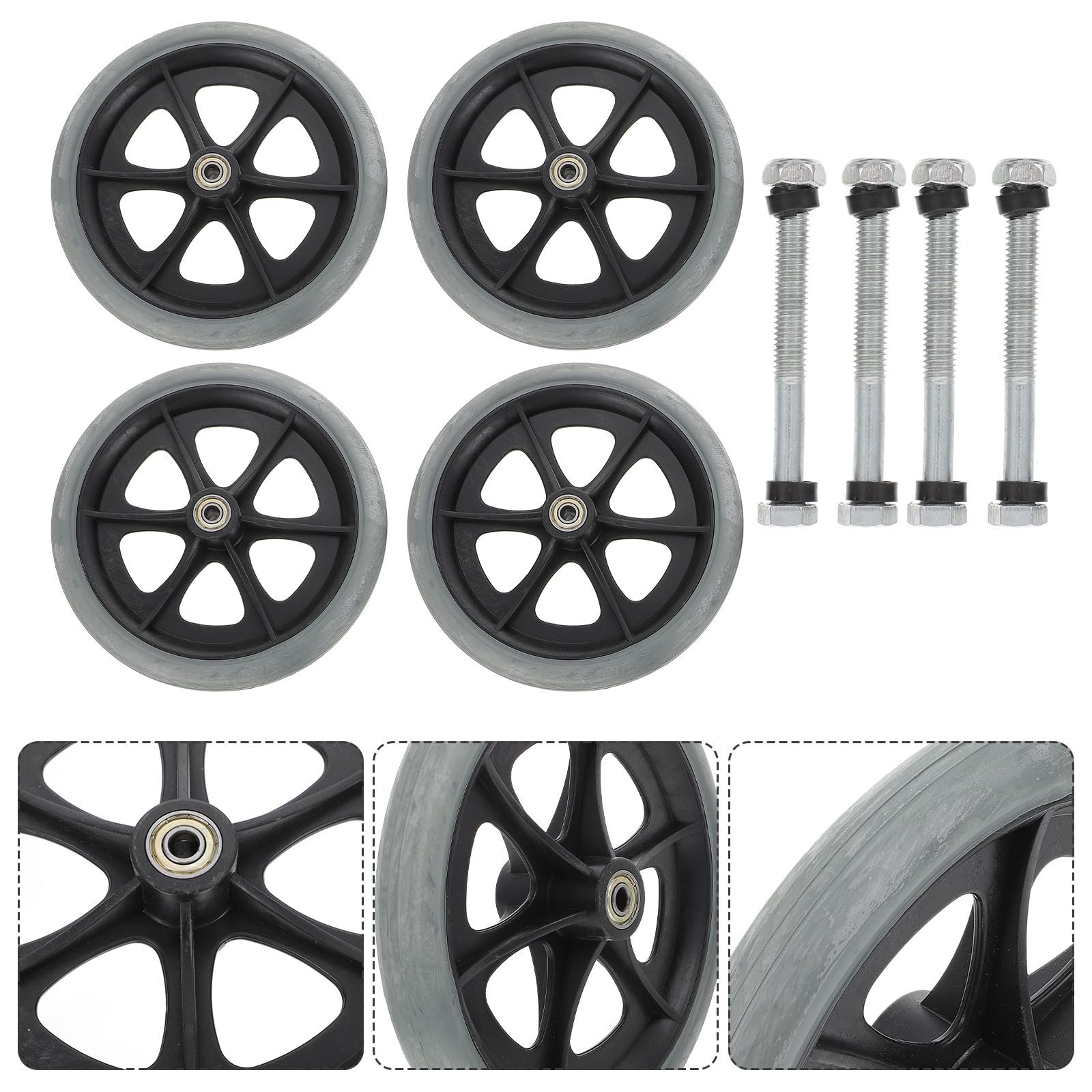 BESPORTBLE Rueda Delantera ABS PVC Acero Repuesto, para Silla de Ruedas