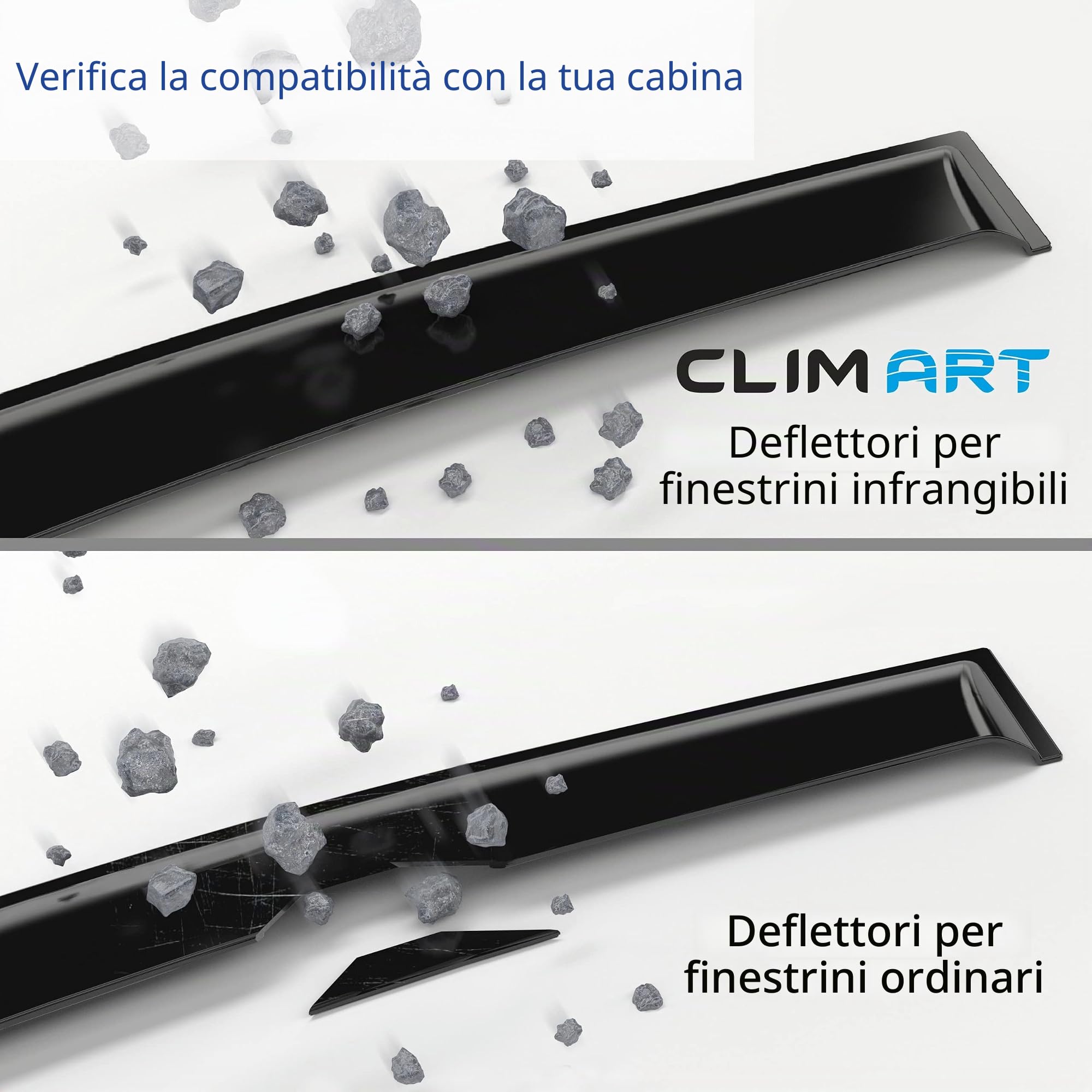 Clim Art Deflettori Compatibile con Jeep Compass 16-26 - Incasso 4Pz | Deflettore finestrini auto Jeep Compass II, antiturbo, paravento, policarbonato infrangibile, meteo-resistente