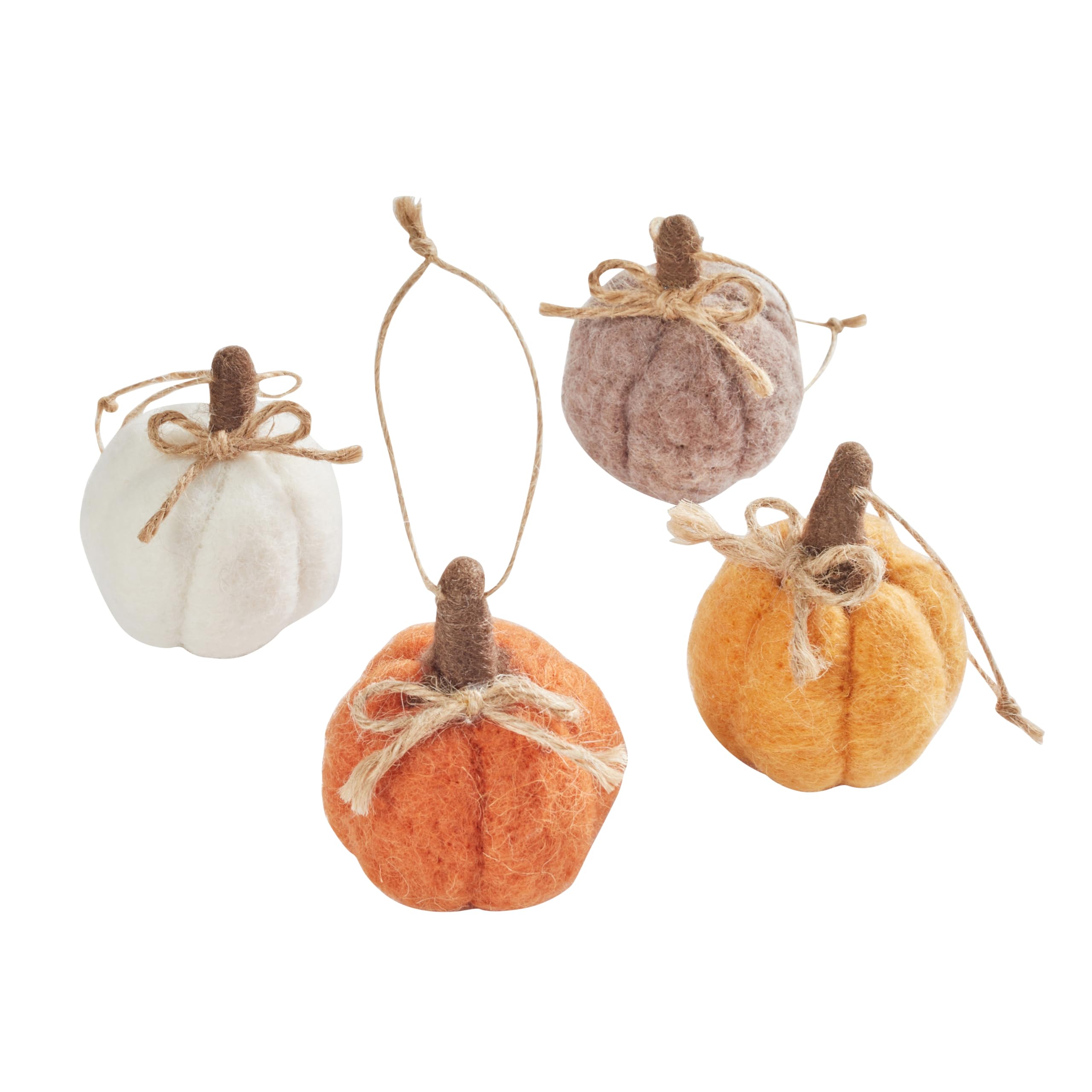 Lights4fun Set di 6 Mini Zucche di Halloween Decorative di Lana per Interni