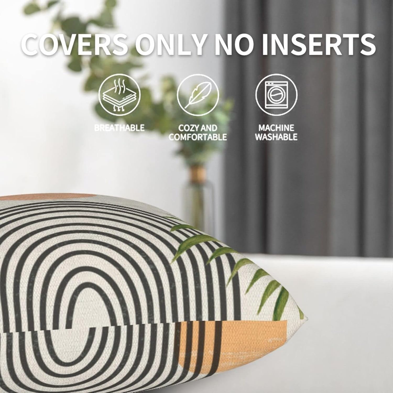 Boho Pillow Covers 18x18 Set of 2, Mid Century Modern Throw Pillow Covers Summer Outdoor Abstact Sunset Decor Cushion Case for Bed Couch Sofa Home Decorative - Image 5