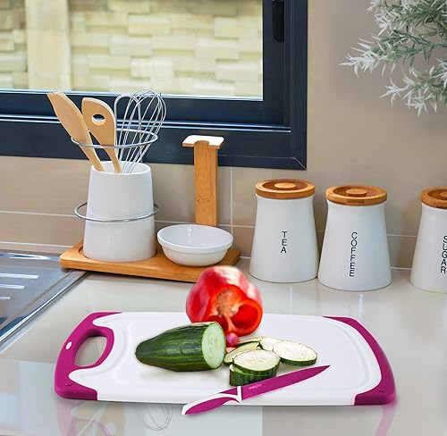 Miniatura 6 de CHEF GRIDS Juego de tablas de cortar de plástico duradero, tabla de cortar de plástico grueso, para carne o queso con pies antideslizantes y asas