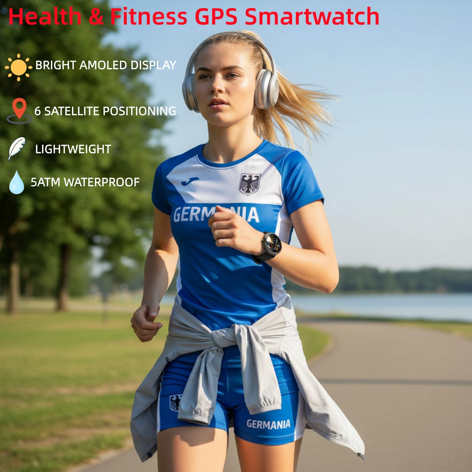AIEK Smartwatch con GPS integrato uomo e donne, 50M impermeabile Rispondere/fare una chiamata, 170 modalità di Allenamento, 1,32” AMOLED, Frequenza Cardiaca, Sonno, SpO2, Fitness Tracker (Nero)