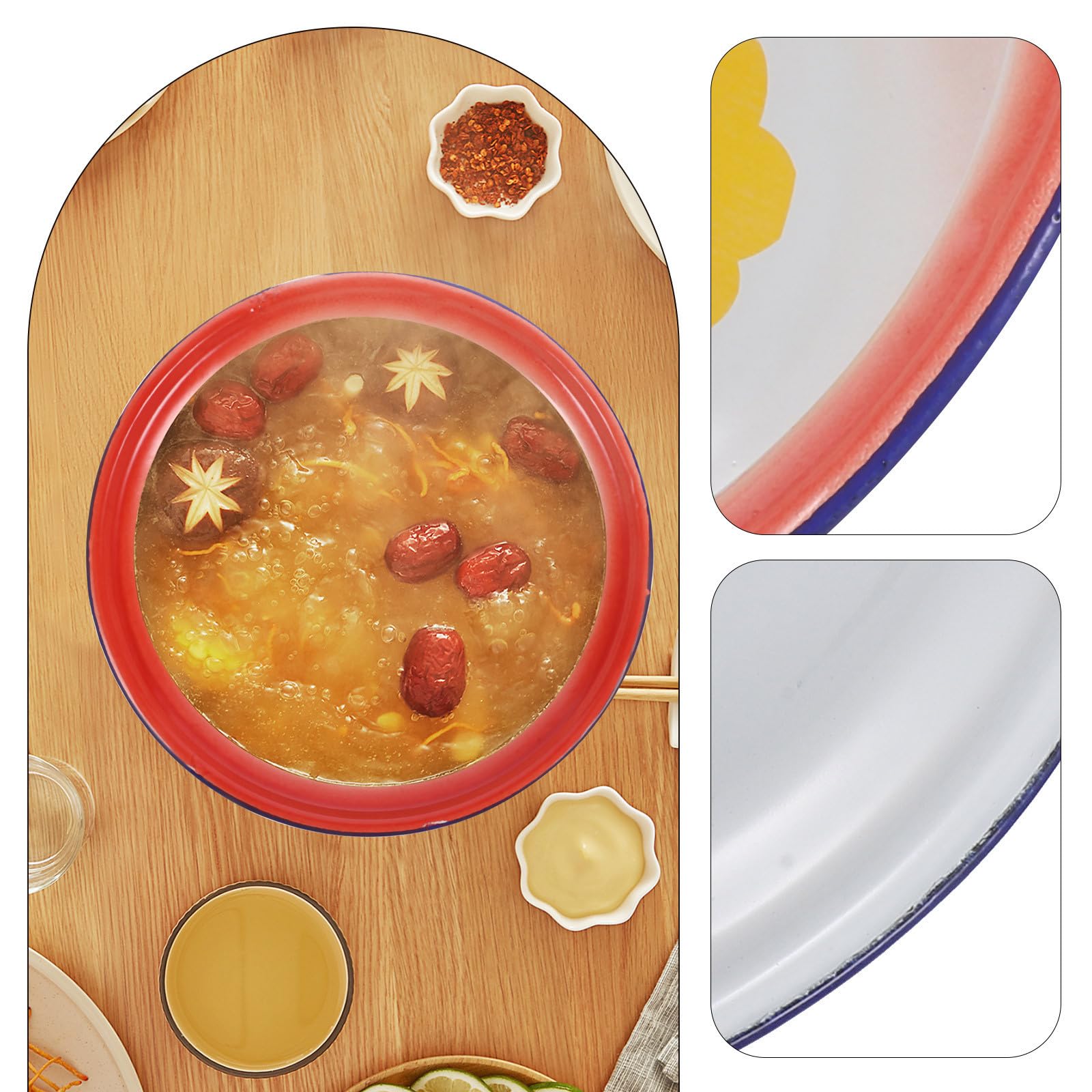 VILLCASE 5 Piezas Cuenco Esmaltado Vintage para Servir Sopa y Ensalada, Ligero y Versátil para Picnic y Camping, Diseño Clásico y Material de Esmalte Resistente Varios estilos