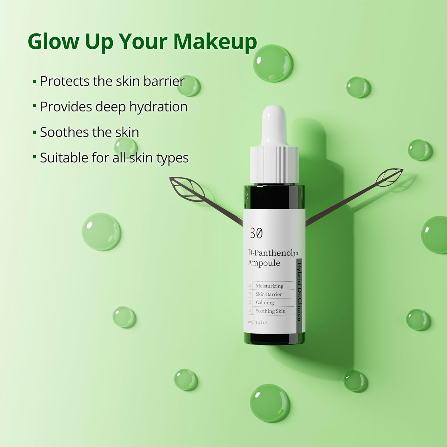 Hybrid Dr.Choice D-Panthenol 30 Ampoule 40g Powered by 30% D-Panthenol (Provitamin B5), 2% Cica, and Hyaluronic Acid, this lightweight formula helps support the skin's natural moisture barrier. - Image 6