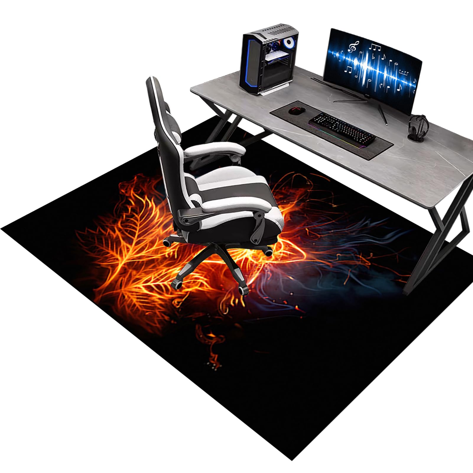 Gaming Chair Mat for Carpet Floor, Office Chair Mat for Hardwood Floor, Desk Chair Mat for Rolling Chairs, 170 x 190 cm Computer Gaming Chair Mat for Wood Floors, Carpet Protector Rug for Tile Floor