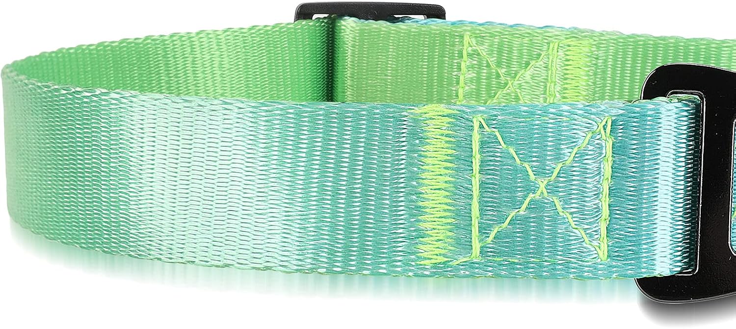 Hearos Dog Collar Ombre Color,Soft Buckle Comfortable Nylon Adjustable Pet Collars for Large,Medium,Small Puppy Dogs (Green, Medium)