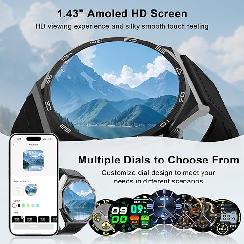 Miniatura 4 de AOC Smartwatch Fitness Sports Watch 1.43 AMOLED HD pantalla táctil, AI GPT, llamada Bluetooth, asistente de voz, monitoreo de frecuencia cardíaca y